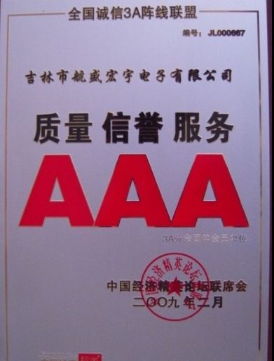 2009年質量信譽服務AAA企業